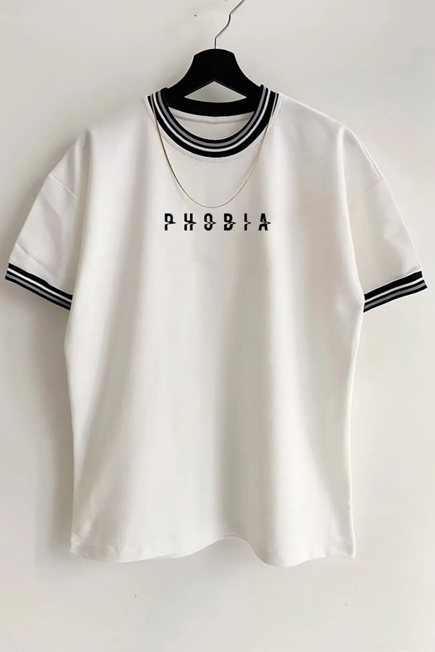 Unisex New Season Oversized Out Printed Detailed Ribbed Cotton Summer T-shirt