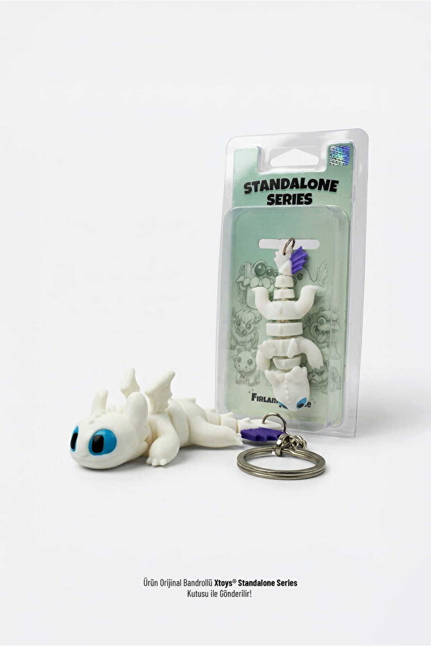 Gift Dragon Figure Keychain, Bag Accessory, and Movable Toy | Lightfury (Light Fury)