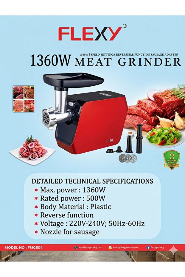 Gemini said Meat Grinder: 1360W High-Performance Multi-Function Kitchen Processor - 1
