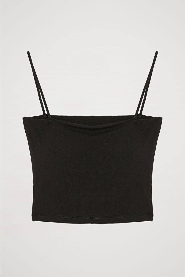 Modal Askılı Crop Basic Atlet Negru - 2