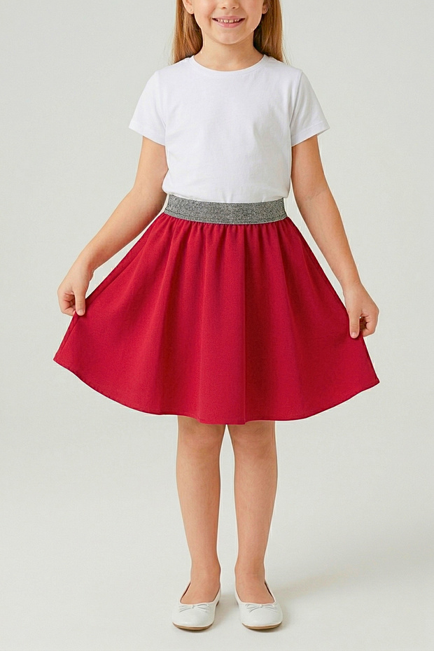 23 April Special Waist Glitter Elastic Flounce Skirt (Age 5-14)