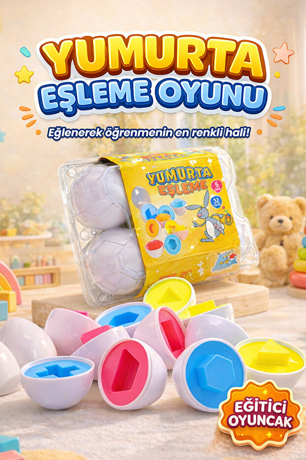 M&H 6'lı Yumurta Eşleme Oyunu - Eğitici Öğretici Oyuncak Geometrik Eşleme Çocuk Oyunu