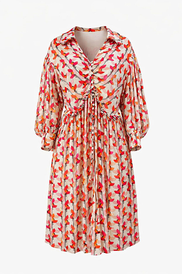Rochie cămașă midi cu mânecă lungă - 4