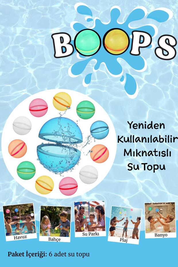Myminibaby Boops Yeniden Kullanılabilir Mıknatıslı Su Topu - 6 Adet (Yazın Su Topu Kışın Kar Topu)