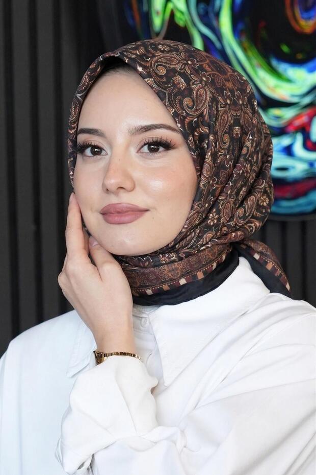 Ethnic Pattern Bitter Brown Soft Cotton Scarf