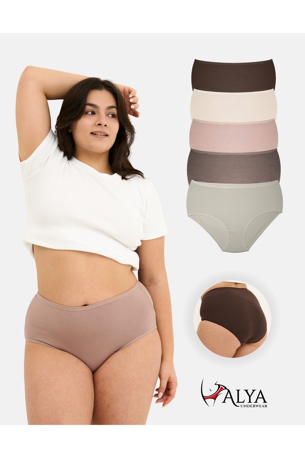 Women's Plus Size Panties Full Brief, Cotton High Waist Underwear (5XL, 6XL, 7XL) 5-Pack (P20)