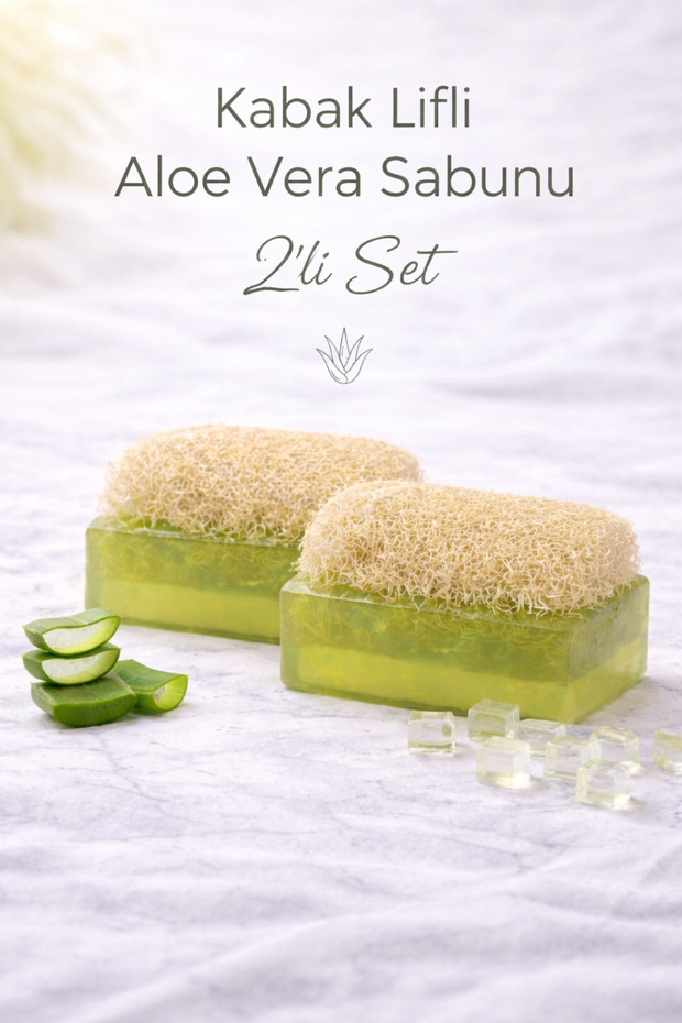 Handmade Natural Pumpkin Fiber Vegetable Glycerin Aloe Vera Soap 2 Pieces, Vegan Bath Soap