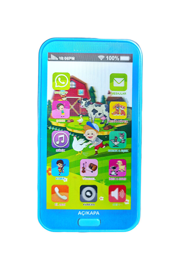 Brother Toys Oyuncak Telefon Dokunmatik 12 Fonksiyonlu Türkçe Sesli Işıklı Müzikli Lisanslı Mavi Renk