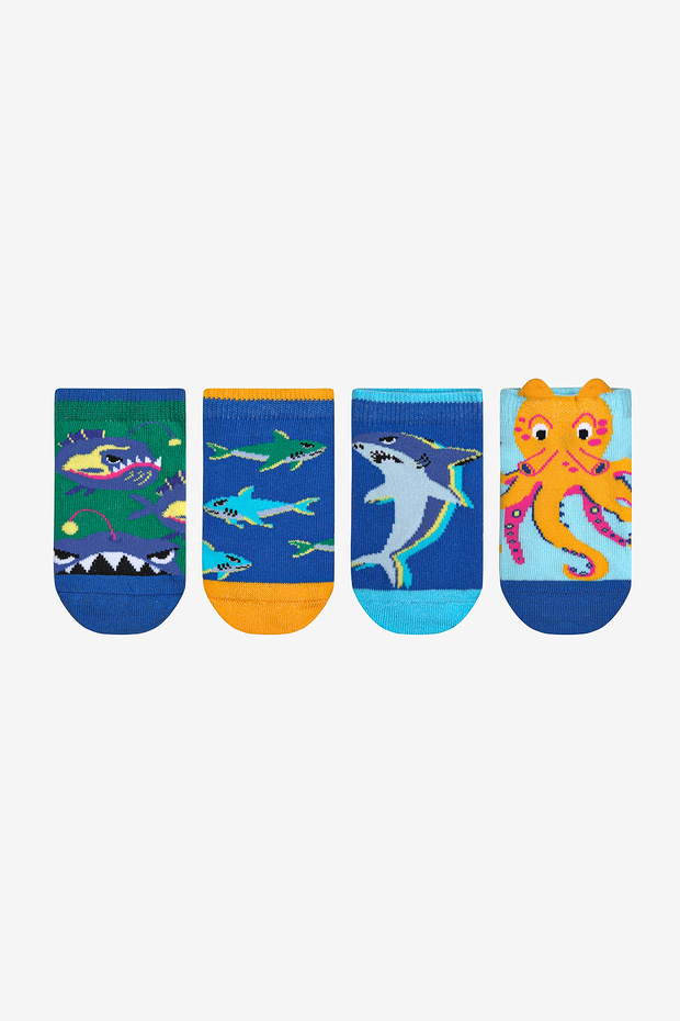 Boy's Deep Sea 4-Piece Booties Socks