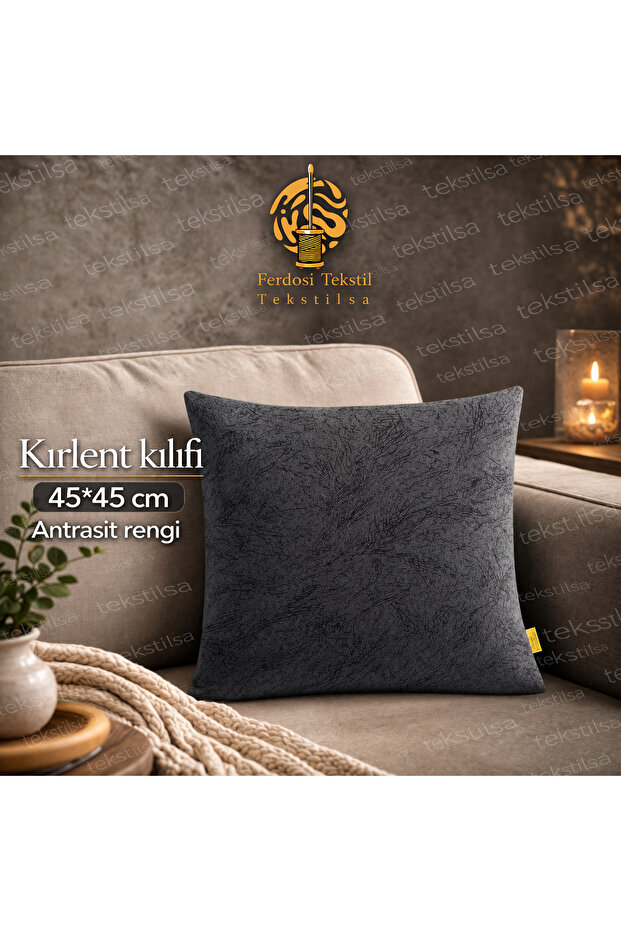 Velvet Anthracite Cushion Cover 45X45Cm Decorative Sofa Pillow Cover Zippered Modern
