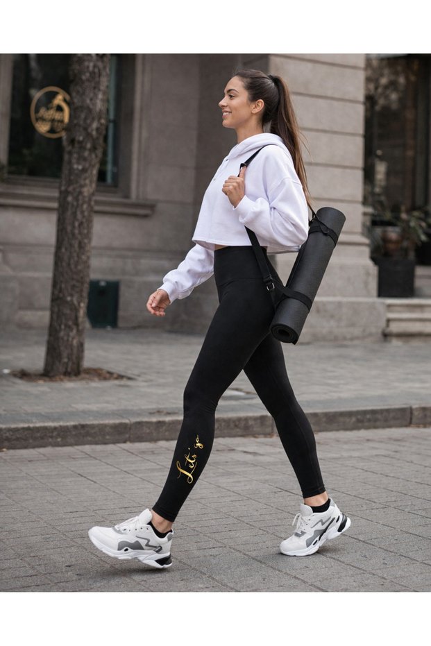 High Waist Push up Printed Flexible and Waist Dispenser Sports Fitness Pilates Yoga Black Leggings