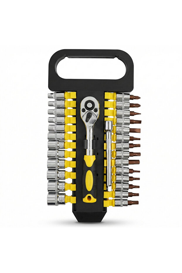 28Pcs Socket Wrench Set with Ratchet Handle – Steel Socket Tool Kit with Extension Bars, Universal
