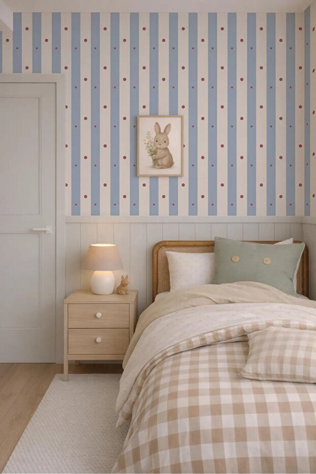 (Pp-157) Arched Striped Half Wall Sticker – Self-Adhesive Wall Covering for Baby and Children's Room