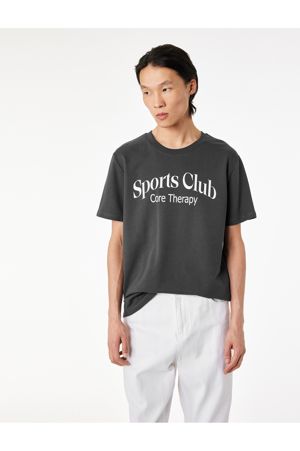 Regular Fit Short Sleeve Crew Neck Printed Sports T-Shirt