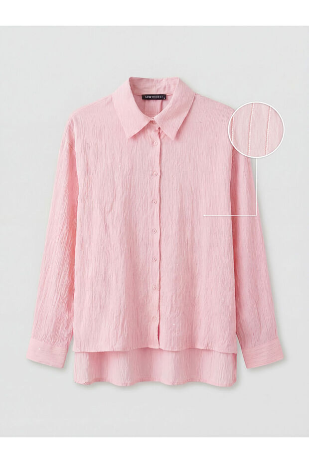 Lcw Modestpink Textured Sequin Detailed Women's Shirt Tunic