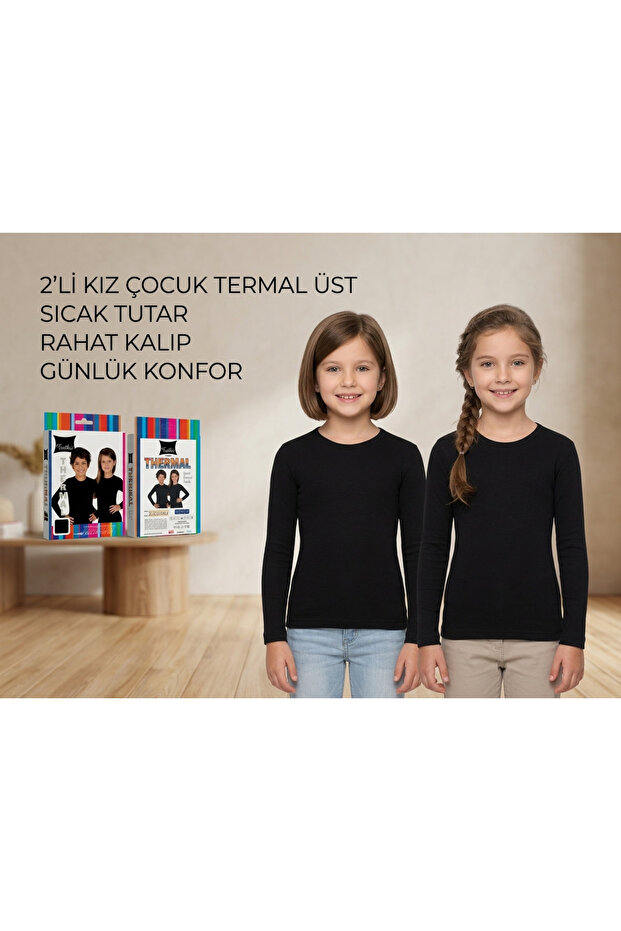 2-Piece Girls' Thermal Long Sleeve Bodysuit Underwear