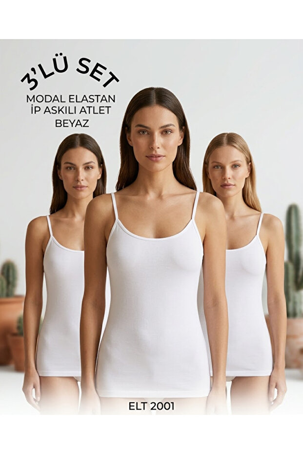 3-Piece Women's Rope Strap Tank Top Soft Fabric