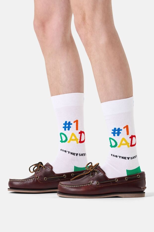 - White Dad Patterned Socks - 2