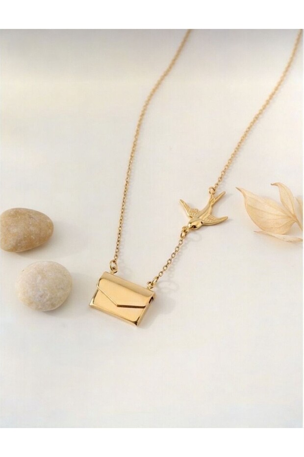 Flying Letter Gold Steel Necklace