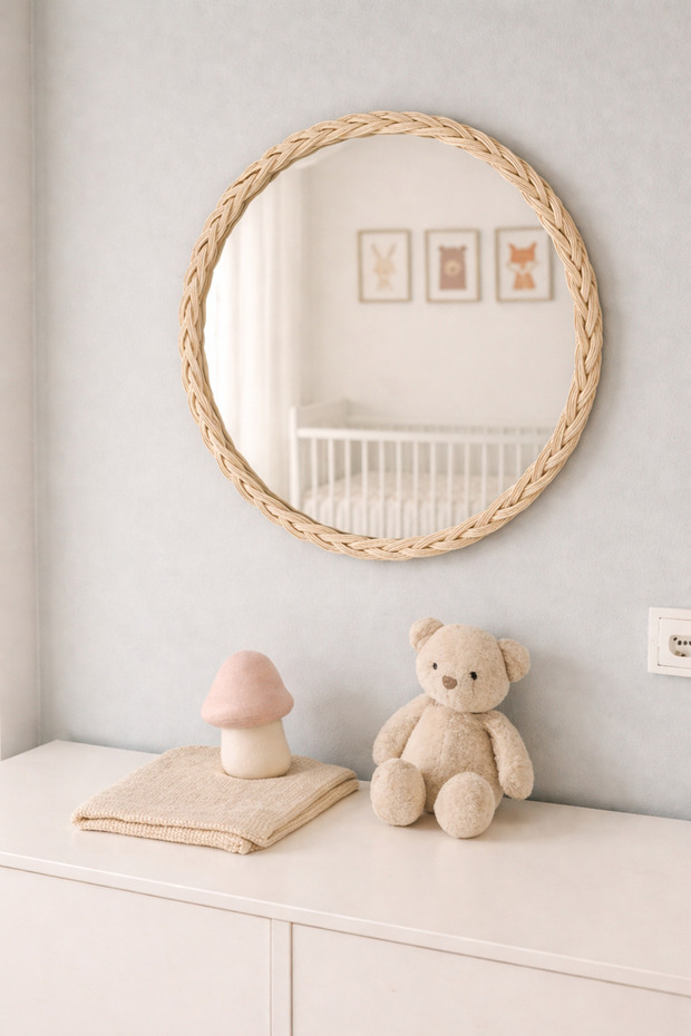 Rattan bambu örgü ayna