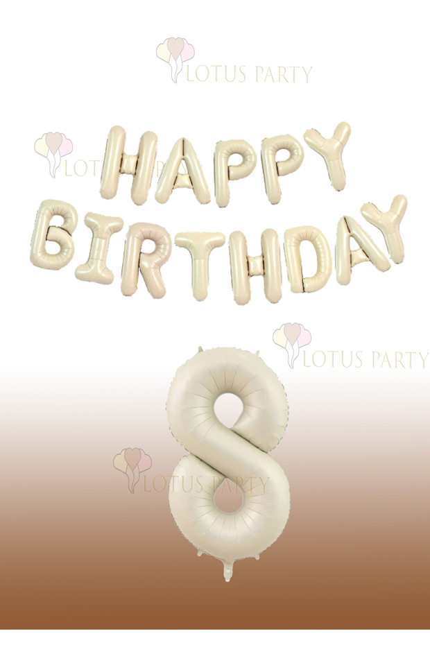 Cream Color Happy Birthday Foil Balloon - Cream Color Number Balloon 1 Year Old