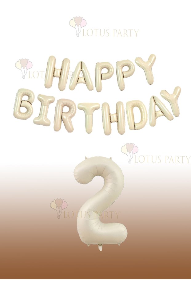 Cream Color Happy Birthday Foil Balloon - Cream Color Number Balloon 1 Year Old