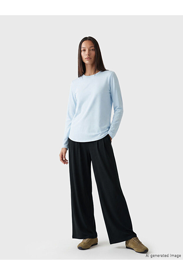 Nevavm Women's Wide Leg Pants with Elastic Waist and Difference in Color