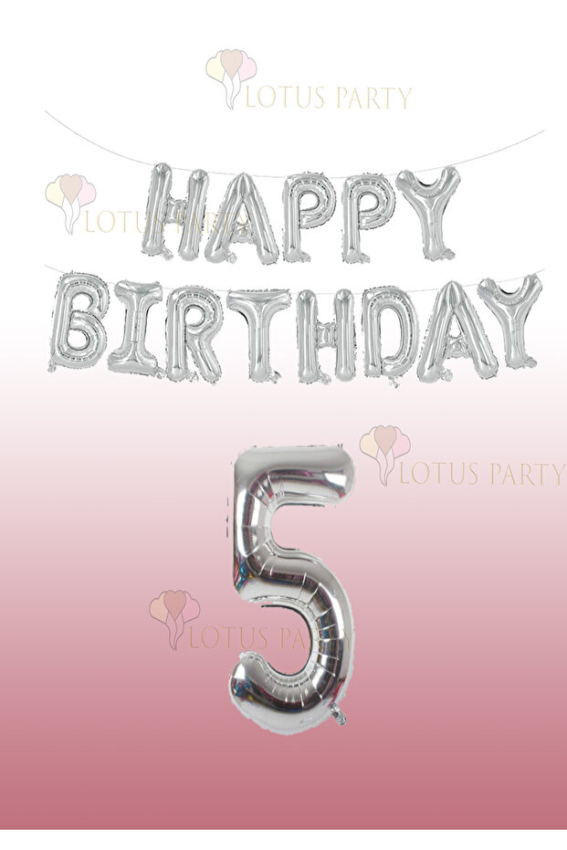 Silver Color Happy Birthday Foil Balloon - Silver Number 1 Year Old