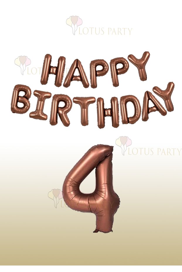 Brown Happy Birthday Foil Balloon - Brown Number Foil Balloon 1 Year Old