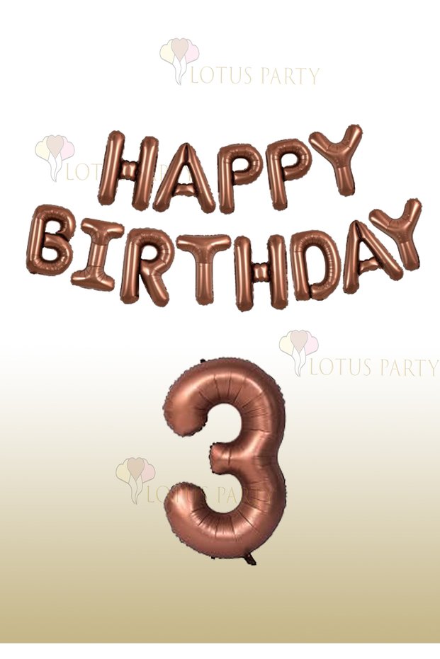 Brown Happy Birthday Foil Balloon - Brown Number Foil Balloon 1 Year Old