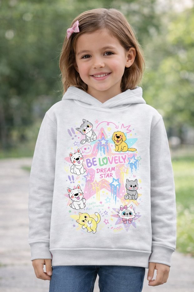 100% Cotton Dream Star Design Children's Hooded Sweatshirt