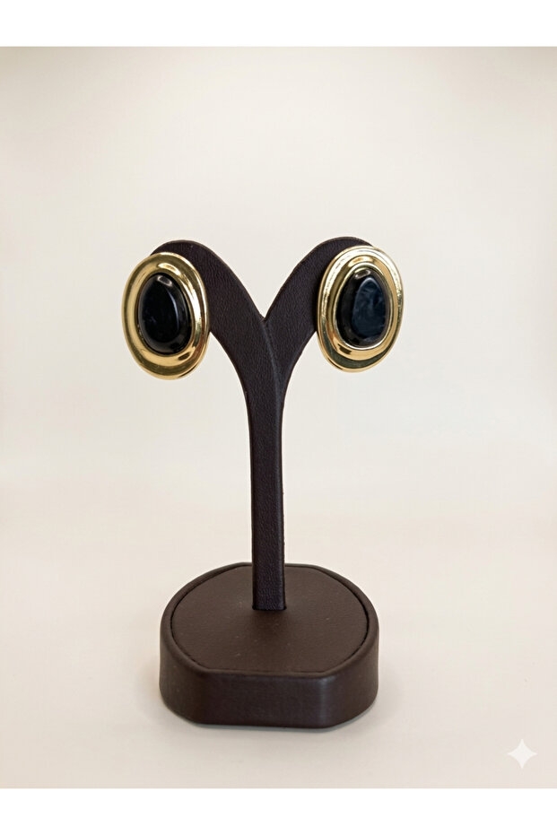 Oval Gold Color Framed Bohemian Steel Earrings