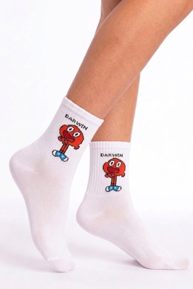 Darwin Themed Socks White Women's Men's Teen College Socks - Single