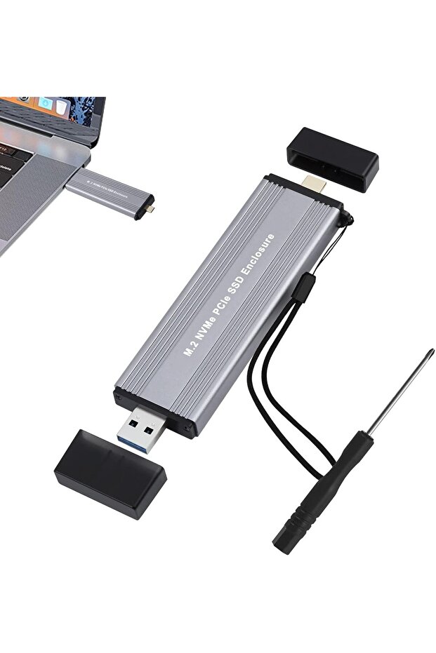 محول M.2 NVME SSD SATA إلى USB من النوع C مع غلاف خارجي من الألومنيوم