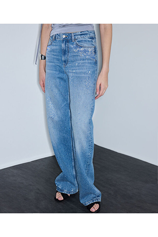 Hotfix Printed Wide Leg Jeans