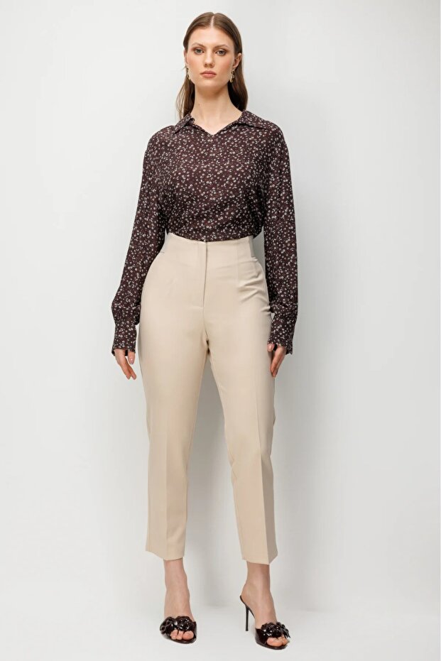 Narrow Leg Trousers with Thick Elastic Waistband 4168