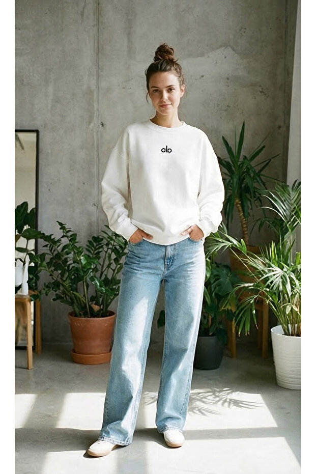 -Kadin Premium 3 Thread Printed Oversize Sweatshirt – Trendy Streetwear Style