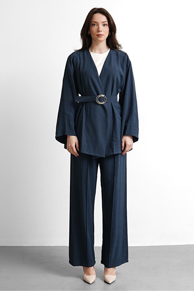 Molly Nelly Women's Belted Top and Bottom Pants Set