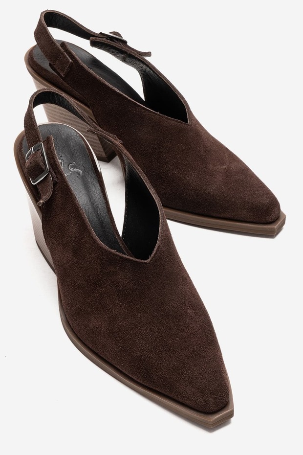 Vales Women's Genuine Leather Western Sandals Brown Suede