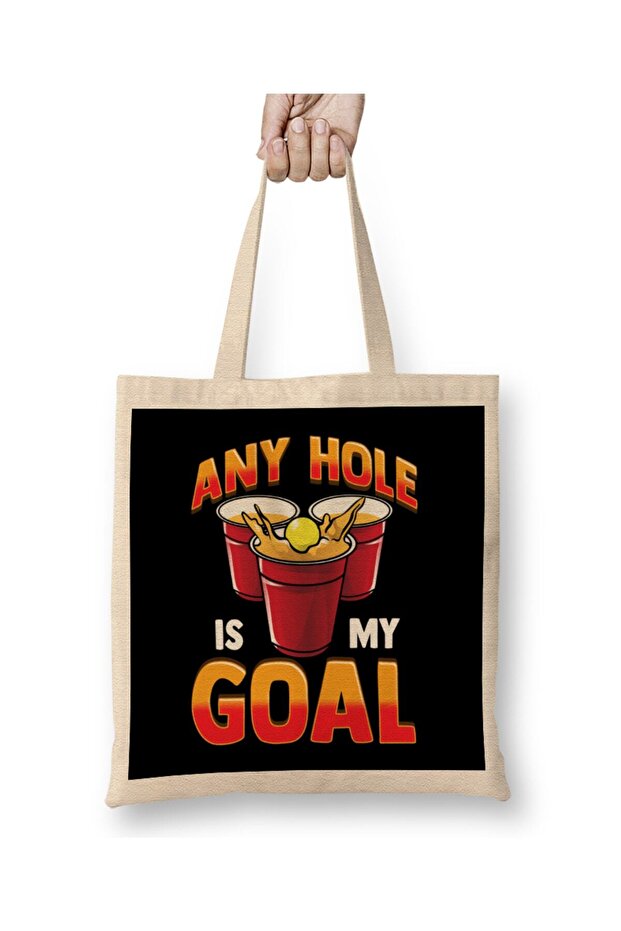 Funny Any Hole Is My Goal Frat Beer Pong Beirut Tote Bag Long Handle
