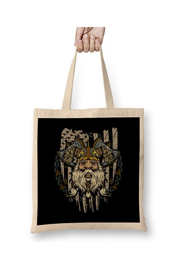 American Viking Patriotic Norse Myth Historical Tote Bag Long Handle