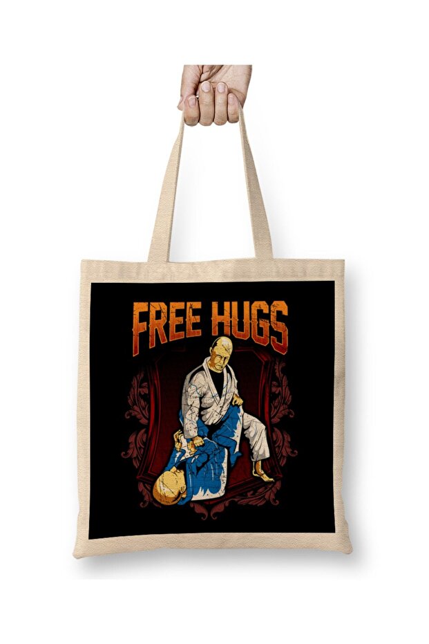 Free Hugs BJJ Jiu Jitsu Pun Awesome Martial Arts Tote Bag Long Handle