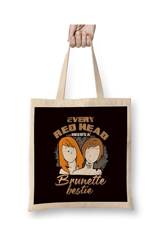 Every Redhead Needs Brunette Bestie Friends Girl Ginger Tote Bag Long Handle