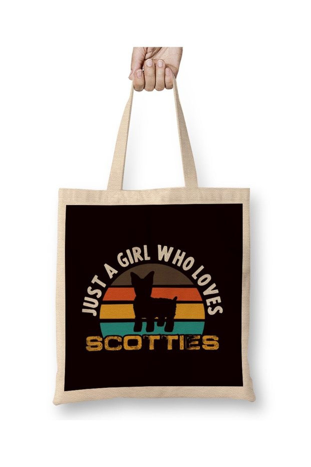 Girl Who Loves Scotties Scottish Terrier Dog Breed Owner Tote Bag Long Handle