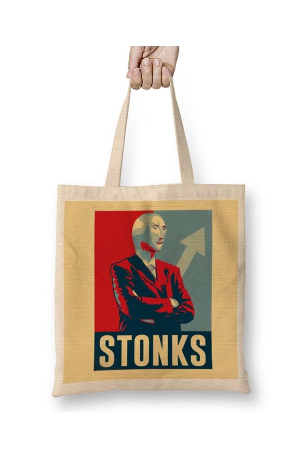 Stonks Vintage Aesthetic 01 Cloth Bag Long Handle