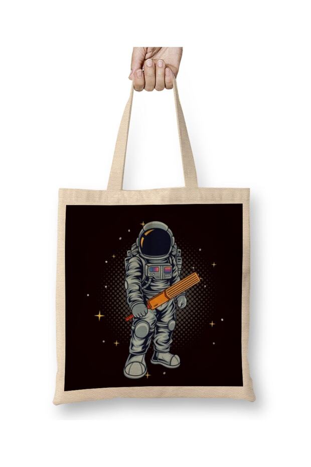Astronaut Cricket Player Cricketer Bat Ball Game Tote Bag Long Handle