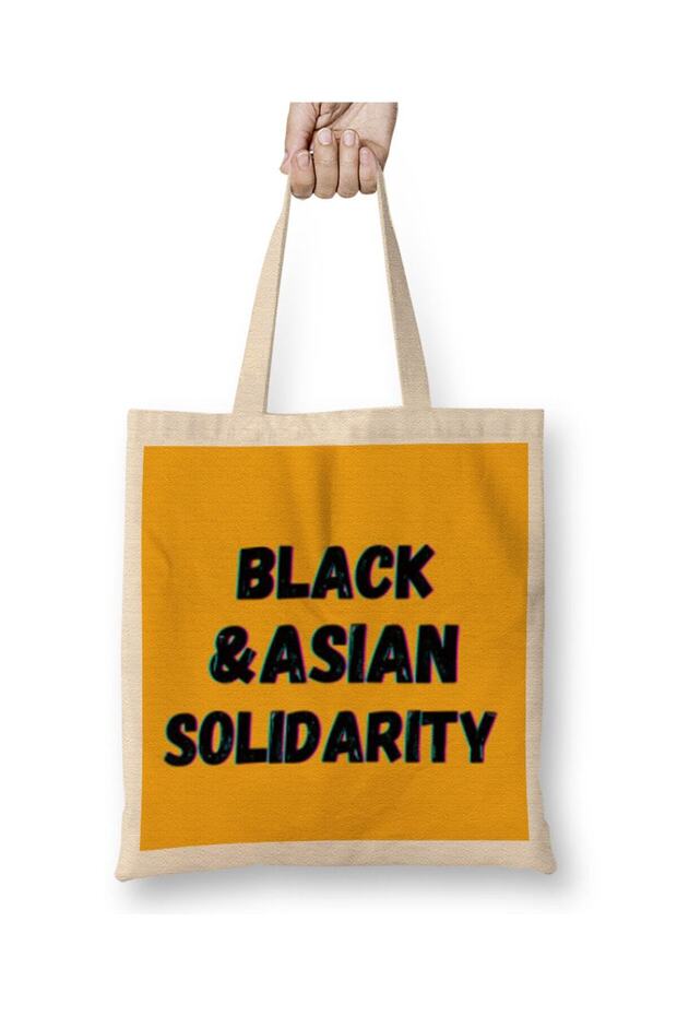 Black Asian Solidarity Black History Month Blm Black Lives Matter Tote Bag Long Handle