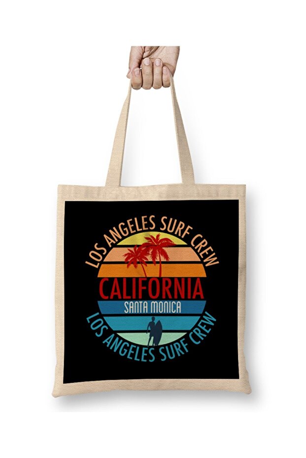 California Los Angeles Surf Crew Santa Monica Tote Bag Long Handle