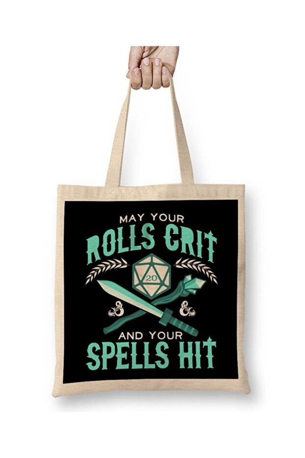 May Your Rolls Crit And Your Spells Hit Cloth Bag Long Handle