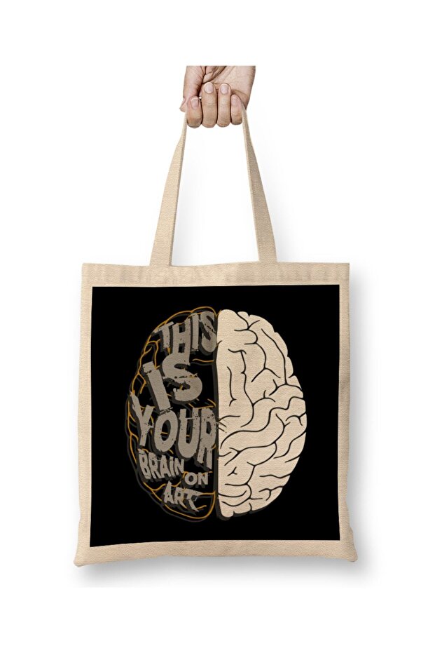 حقيبة قماش للفنانين الفنيين This Is Your Brain On Art Pun Artists بمقبض طويل